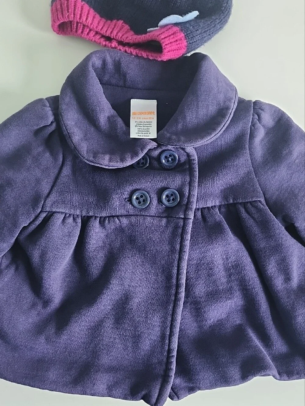 Gymboree Navy Toddler Peacoat with Pink-Trim Beanie